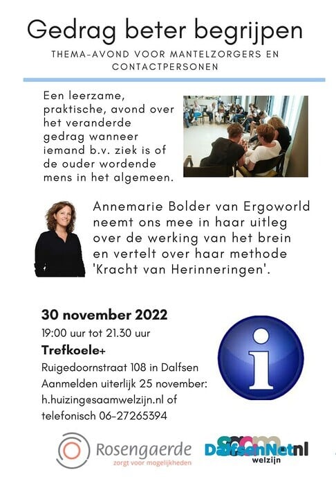 Thema bijeenkomst “Gedrag beter begrijpen” - Foto: Ingezonden foto