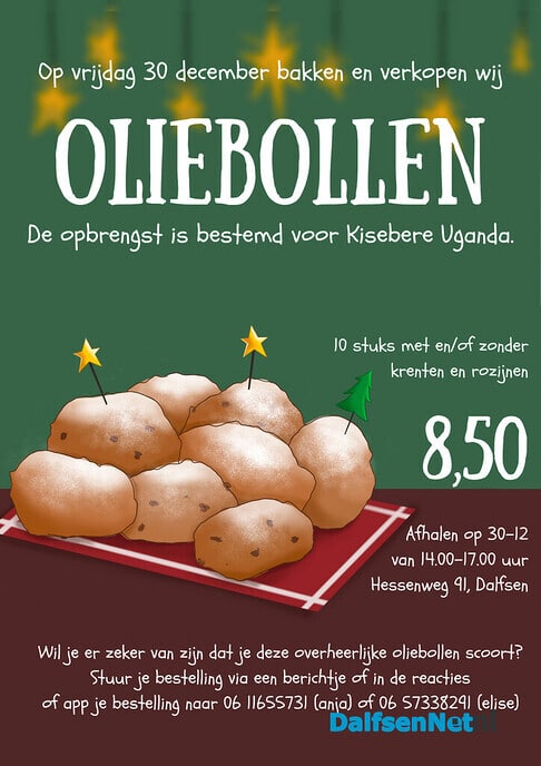 Oliebollenverkoop voor Uganda op 30 december - Foto: Ingezonden foto