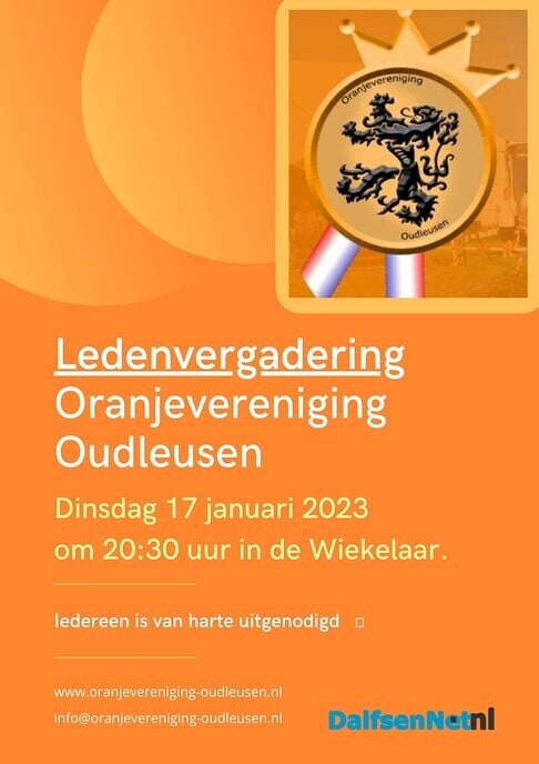 Ledenvergadering Oranjevereniging Oudleusen - Foto: Ingezonden foto