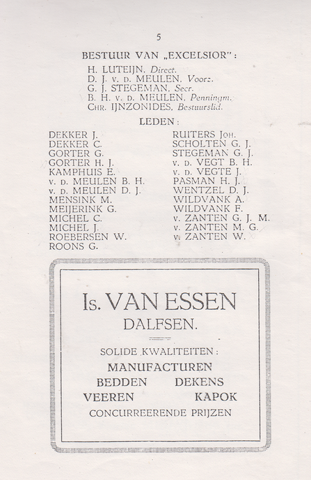 Feestwijzer Muziekver. EXCELSIOR uit 1920