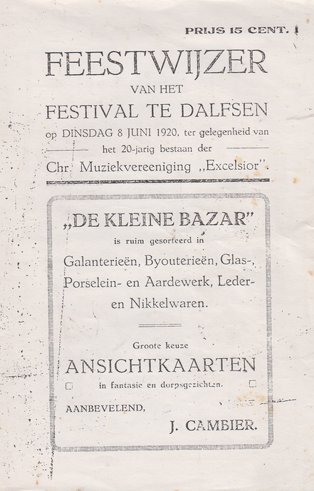 Feestwijzer Muziekver. EXCELSIOR uit 1920