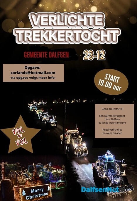 Verlichte trekkeroptocht Dalfsen - Foto: Ingezonden foto