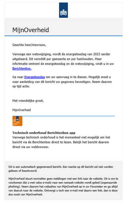 Pas op: valse mail