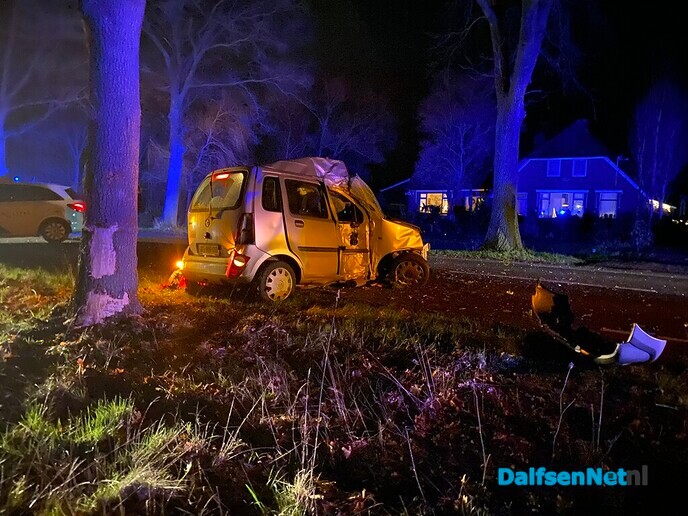 Bestuurder raakt boom bij Dalfsen: auto totaallos - Foto: Ingezonden foto