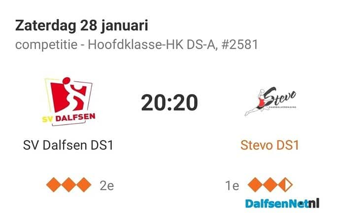 SV Dalfsen DS1 speelt handbaltopper - Foto: Ingezonden foto