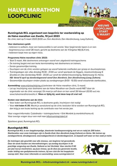 info Rcl Runningclub - Foto: Ingezonden foto
