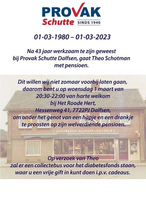 Laatste werkdag Theo Schotman bij Provak Schutte