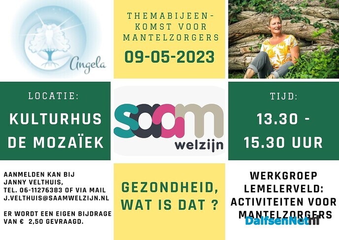 Themabijeenkomst voor mantelzorgers op 9 mei a.s. ‘Gezondheid, wat is dat ?’ - Foto: Ingezonden foto