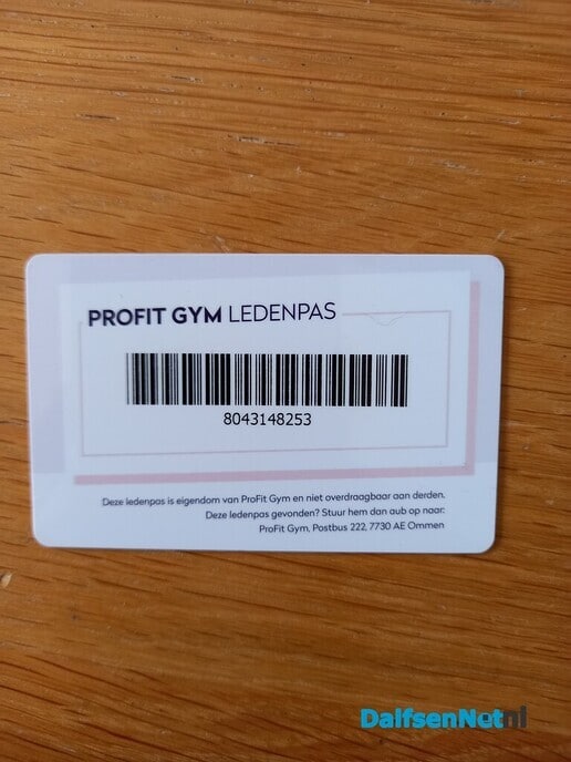 Gevonden, Profit gym pas - Foto: Ingezonden foto