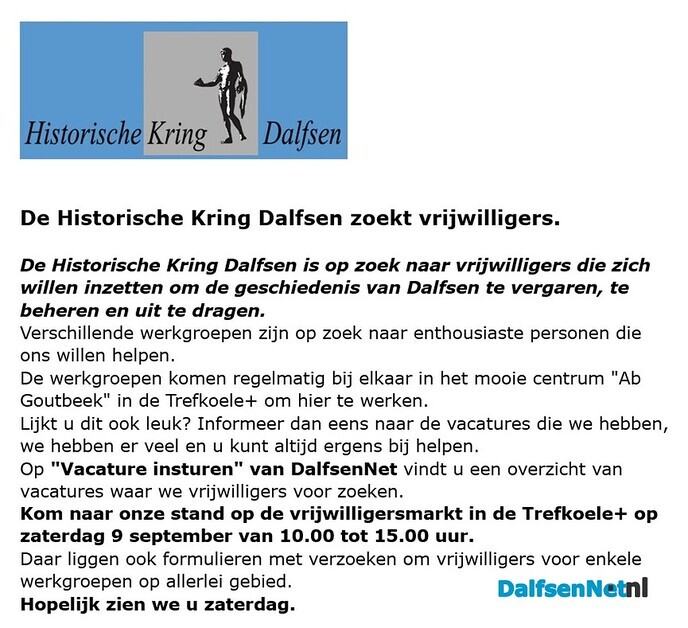 Historische Kring Dalfsen - Foto: Ingezonden foto
