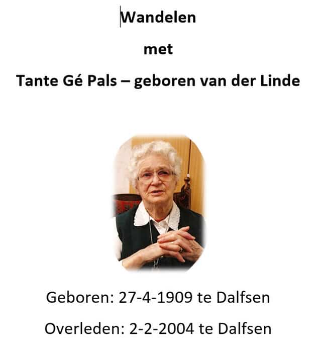 Tante Ge Pals- van der Linde: Inkijk in het boekje “wandelen”