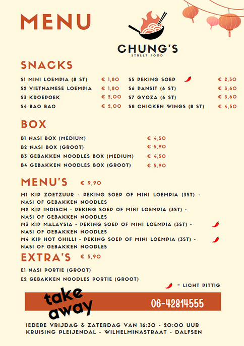 Chung Streetfood past openingstijden en menu aan vanwege groot enthousiasme
