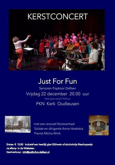 Gevarieerd kerstconcert door popkoor Just For Fun - Foto: Ingezonden foto