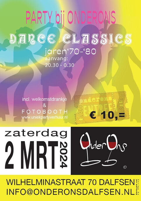 Party bij Onder Ons Dalfsen, zaterdag 2 maart!