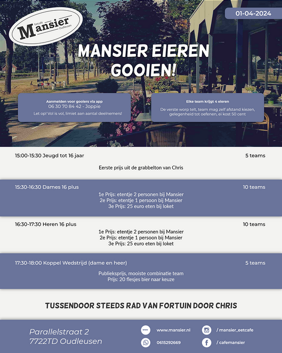 MANSIER EIEREN GOOIEN –  Eetcafe Mansier