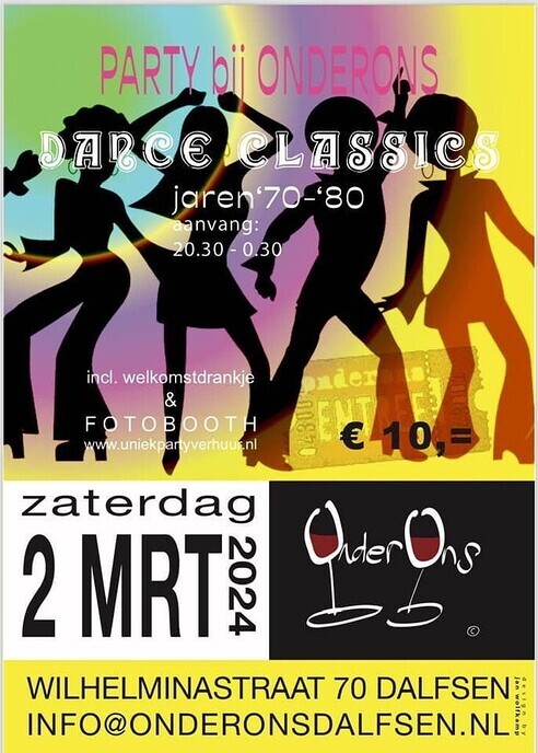 Party bij OnderOns – Dance Classics – zaterdag 2 maart