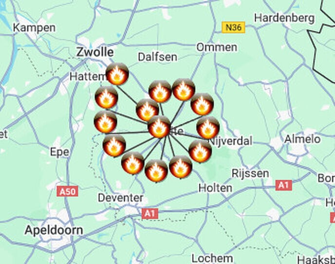 Zeer Grote brand in Raalte, zelfs brandweer Dalfsen opgeroepen - Foto: Ingezonden foto