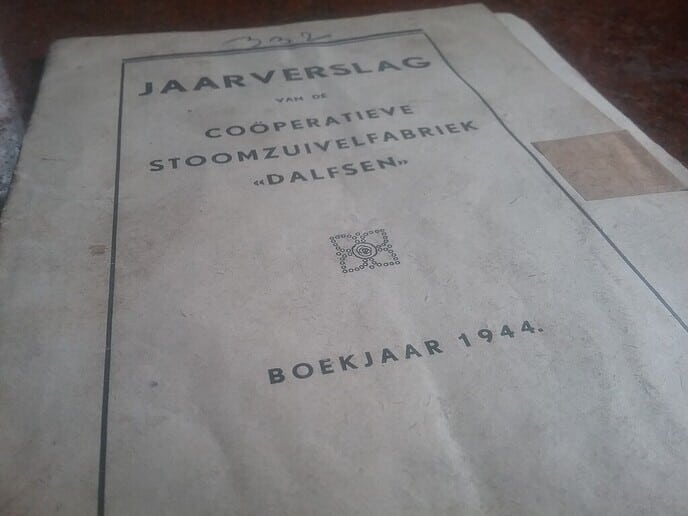 Jaarverslag 1944 van de Melkfabriek te Dalfsen - Foto: Ingezonden foto