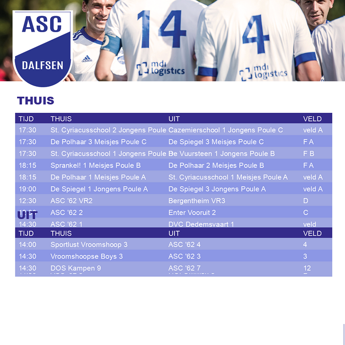 Programma ASC’62 inclusief Finale Schoolvoetbal - Foto: Ingezonden foto