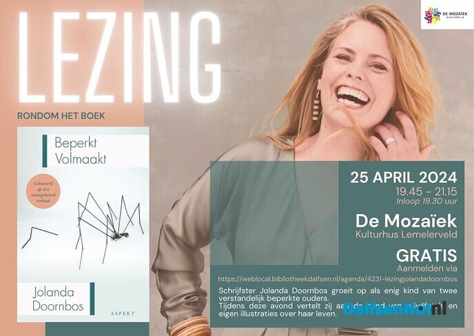 Lezing van schrijfster Jolanda Doornbos over haar boek Beperkt Volmaakt - Foto: Ingezonden foto