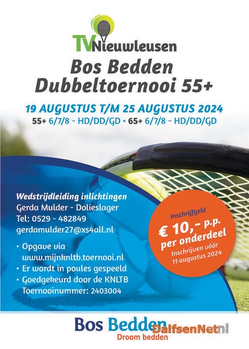 Tennistoernooi Ten. Ver.  Nieuwleusen 55/65+ - Foto: Ingezonden foto
