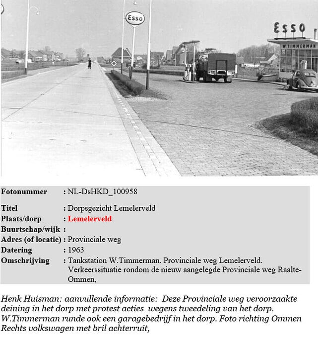 Tankstation Provinciale weg Lemelerveld 1963 - Foto: Ingezonden foto