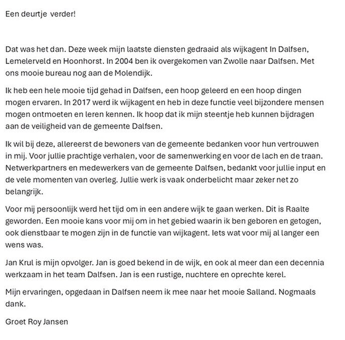 Hier volgt een politiebericht