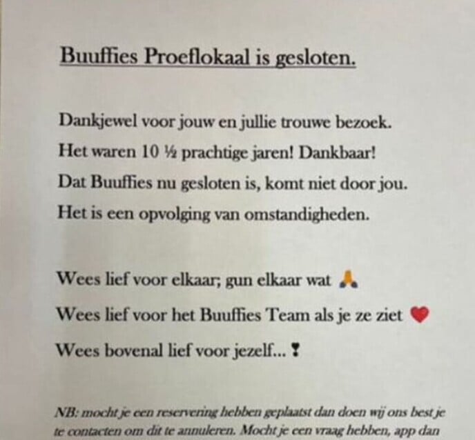 Buuffies Heino gesloten?