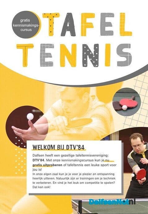 Kennismakingscursus tafeltennis - Foto: Ingezonden foto