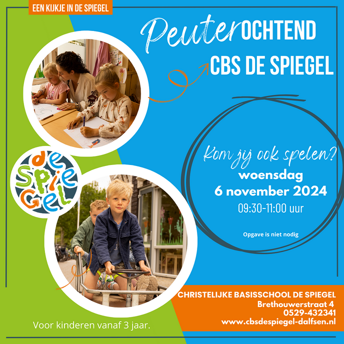 Uitnodiging voor de Peuterochtend op De Spiegel