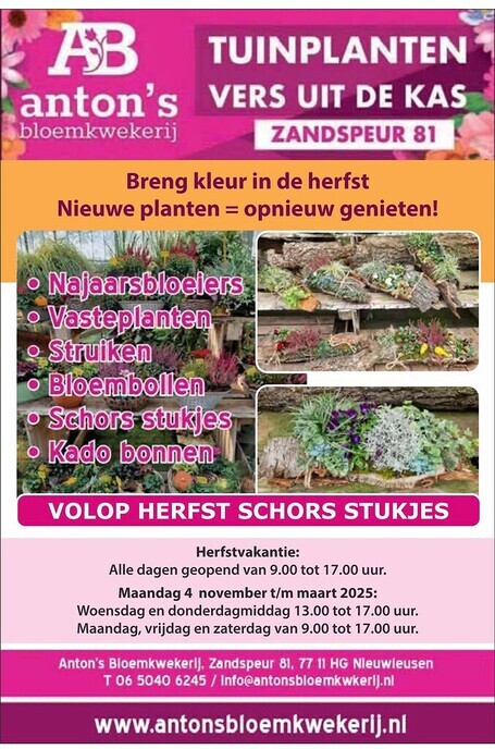 Herfstkleuren bij Anton’s Bloemkwekerij