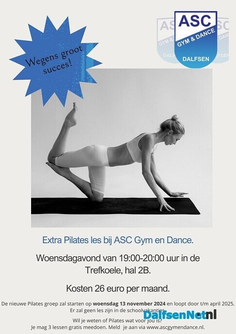 Nieuwe Pilatesles bij ASC Gym & Dance - Foto: Ingezonden foto