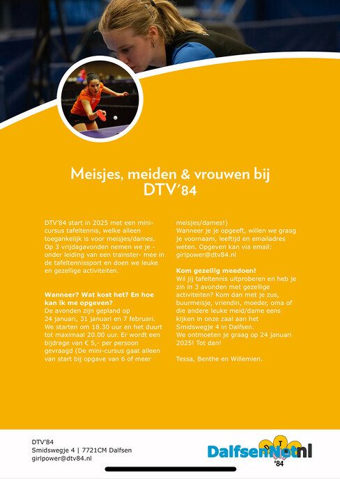 Girlpower 24 januari van start! - Foto: Ingezonden foto