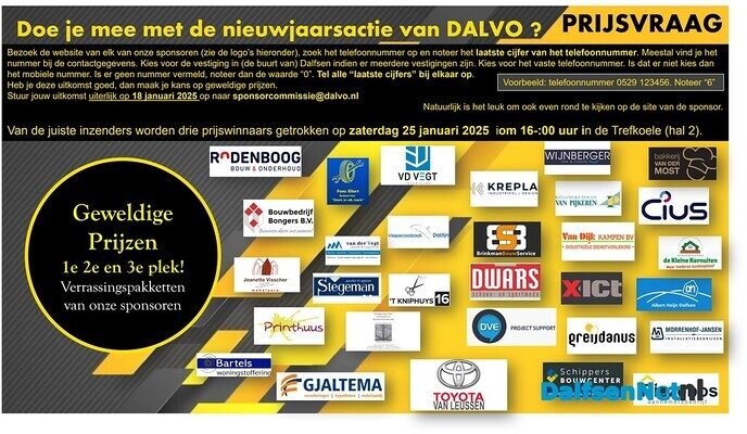 Prijsvraag DALVO, want sponsoren verdienen aandacht - Foto: Ingezonden foto