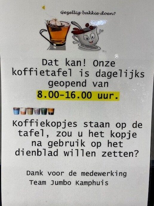 Koffietafel Jumbo Kamphuis heropend - Foto: Ingezonden foto