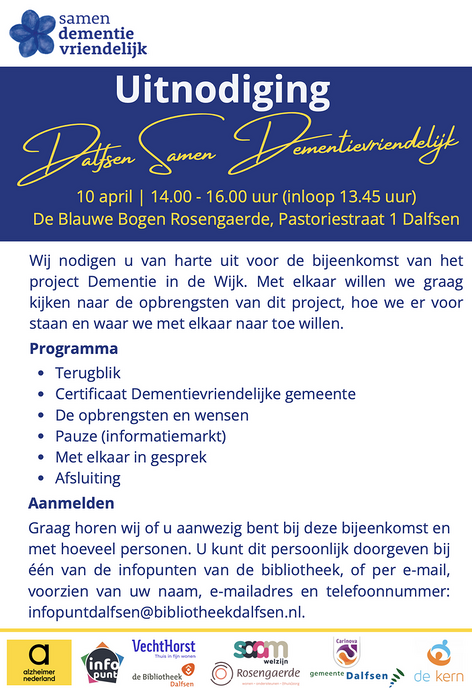 Uitnodiging Dalfsen samen dementievriendelijk