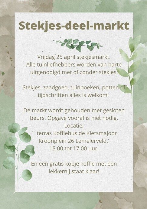 Lemelervelds nieuws: Stekjesmarkt Lemelerveld