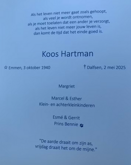 Niet gelukte overlijdensbericht - Foto: Ingezonden foto