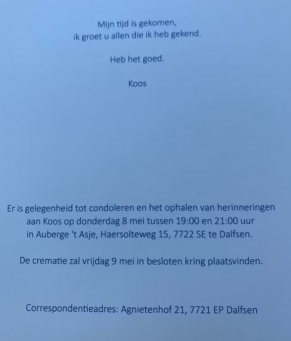 Niet gelukte overlijdensbericht - Foto: Ingezonden foto