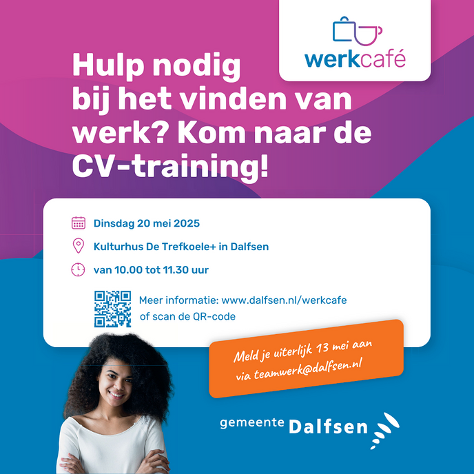 CV-training bij het Werkcafé op 20 mei - Foto: Gemeente Dalfsen