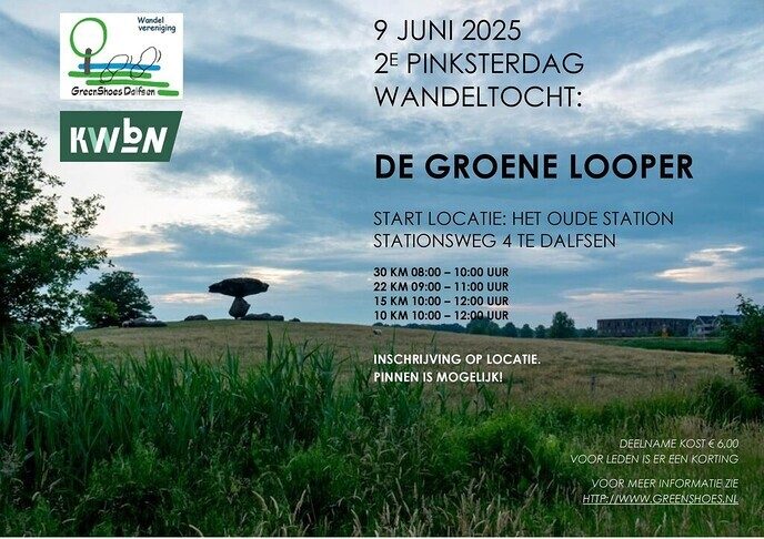 Wandelevenement De Groene Looper is weer op tweede Pinksterdag - Foto: Ingezonden foto