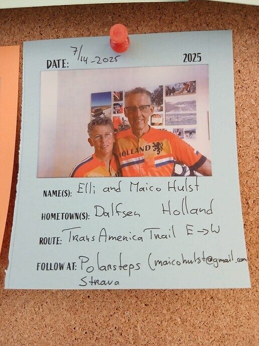 Maico en Elli Hulst fietsen de Trans American Trail - Foto: Ingezonden foto