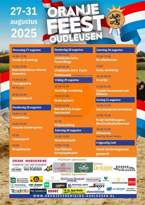 Vanaf woensdag het Oranjefeest in Oudleusen