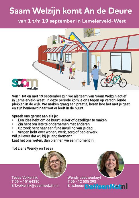 Saam Welzijn komt an de deure - Foto: Ingezonden foto