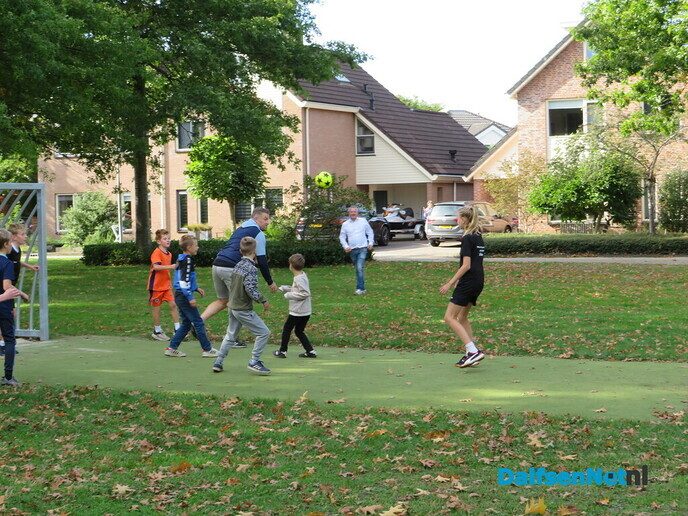 Nieuwe stalen doelen op speelveldje laten de ballen niet meer door - Foto: Hans Keesmaat