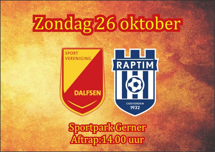 SV Dalfsen speelt op super sunday tegen VV Raptim