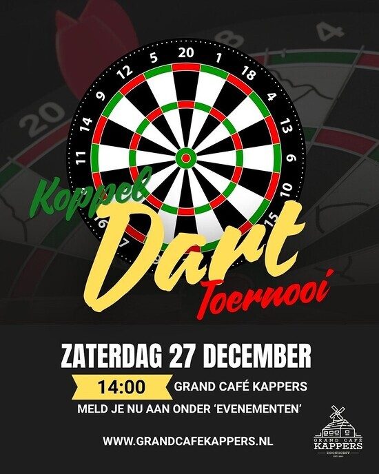 Dartkoppeltoernooi bij grand café Kappers