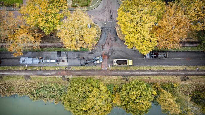 Drone beelden werkzaamheden Rondweg - Foto: Thomas Klomp