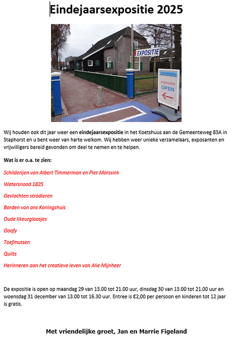 Eindejaar expositie 2025 in ’t Koetshuus is er klaar voor