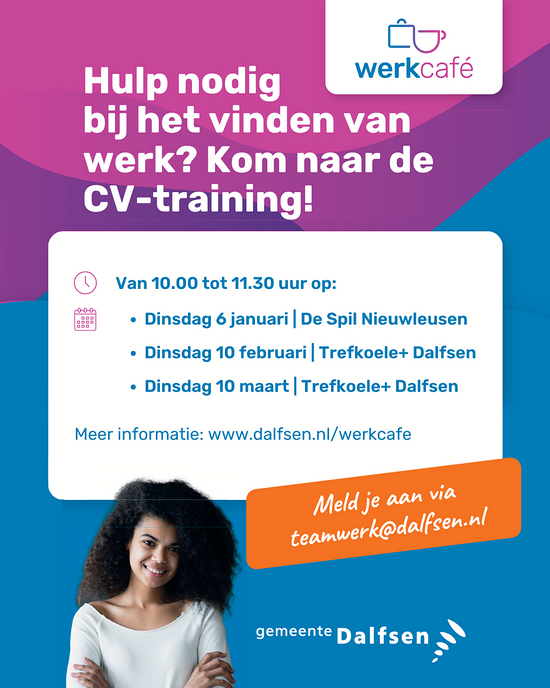 CV-training bij het Werkcafé op 6 januari - Foto: Gemeente Dalfsen